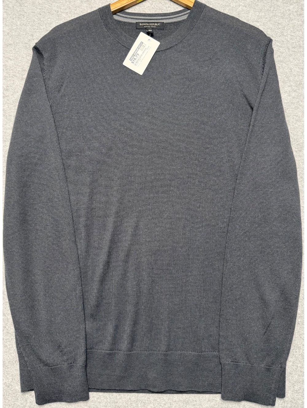 Banana Republic Merino Wool Crewneck Sweater Men’s Large Gray NWOT